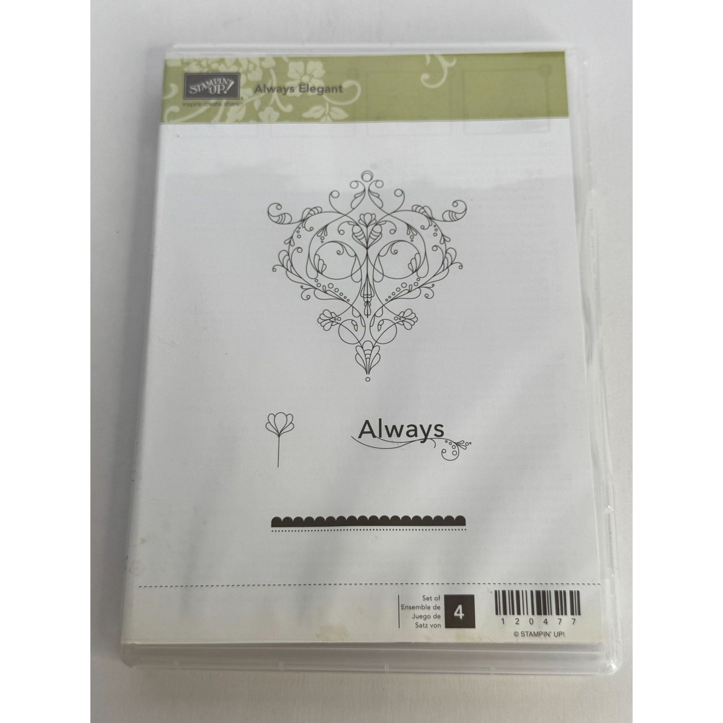 Stampin Up Clean Mount Rubber Stamp Set of 4 Always Elegant Filigree Card Making