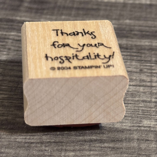 Stampin Up Rubber Stamp Thanks For Your Hospitality Words Sentiment Card Making Wood Mounted