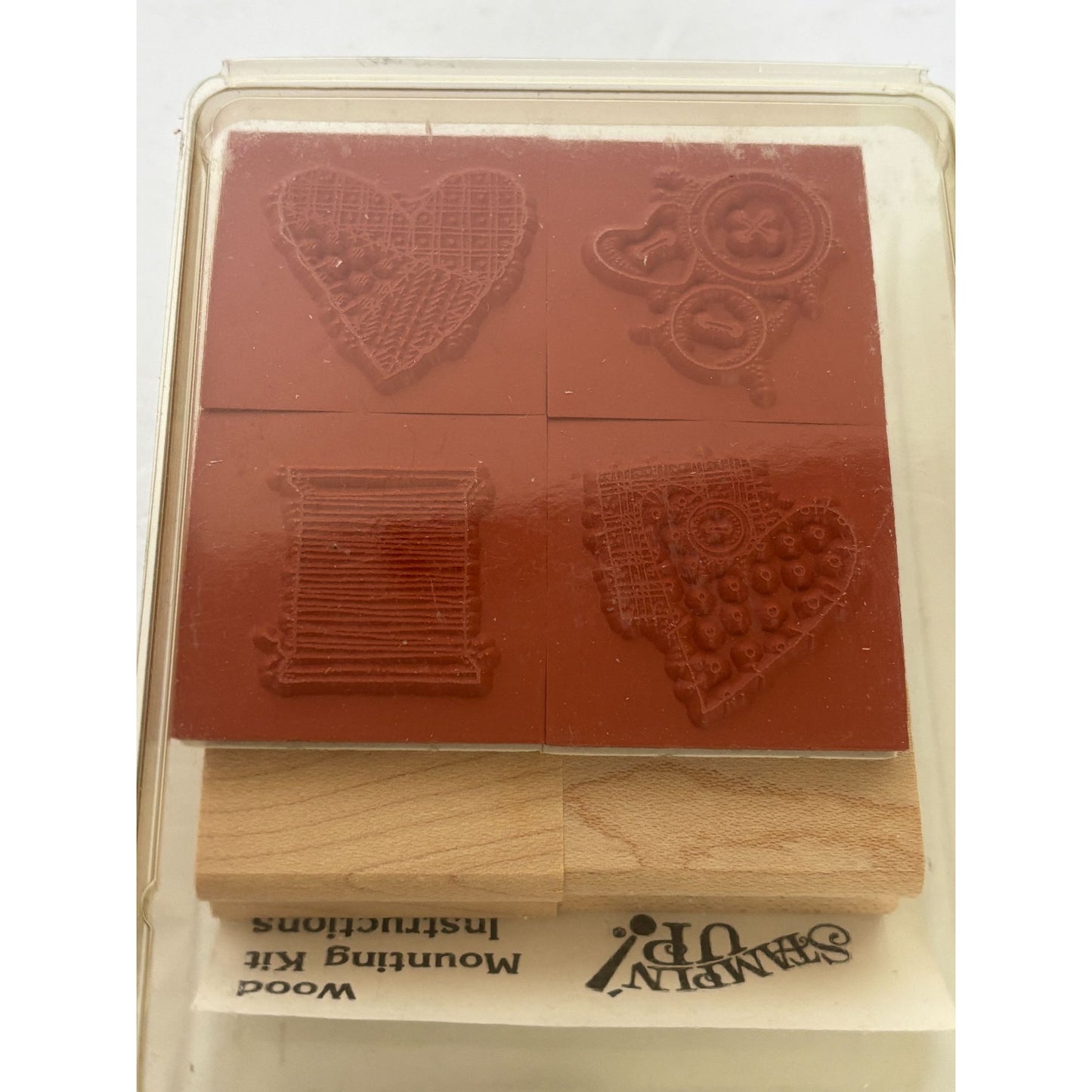 Stampin Up Rubber Stamp Set Stitches Buttons Spools Thread Crafting Sewing Patch