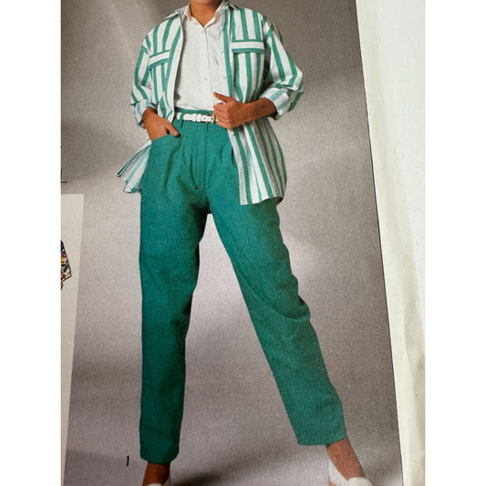 Simplicity Sewing Pattern 7310 Pants Shorts Front Button Shirt 1980s Size 12 UC