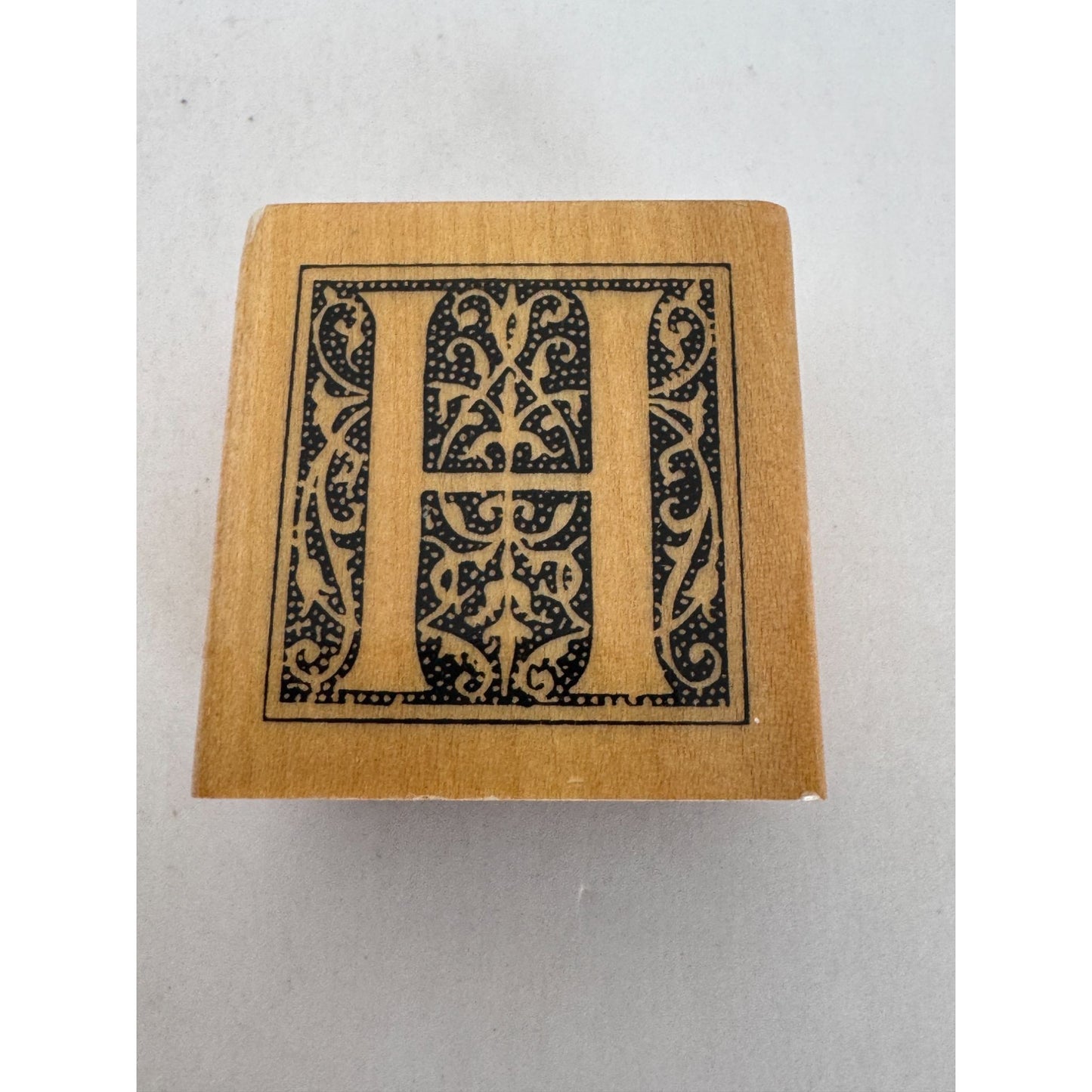 Anitas Rubber Stamp Decorative Letter H Initial Square Ornate Card Making Craft