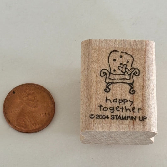 Stampin Up Rubber Stamp Happy Together Cozy Chair Hearts Love Small Craft Mini Furniture