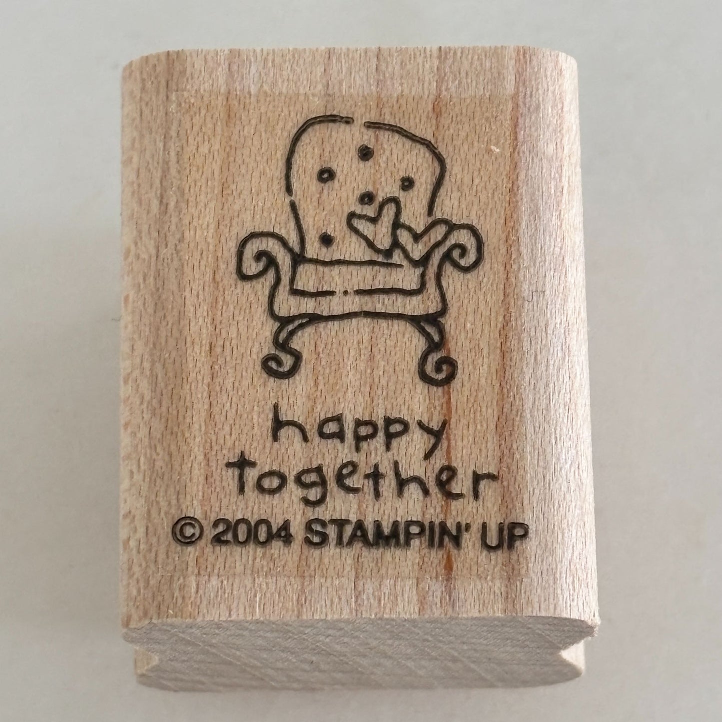 Stampin Up Rubber Stamp Happy Together Cozy Chair Hearts Love Small Craft Mini Furniture