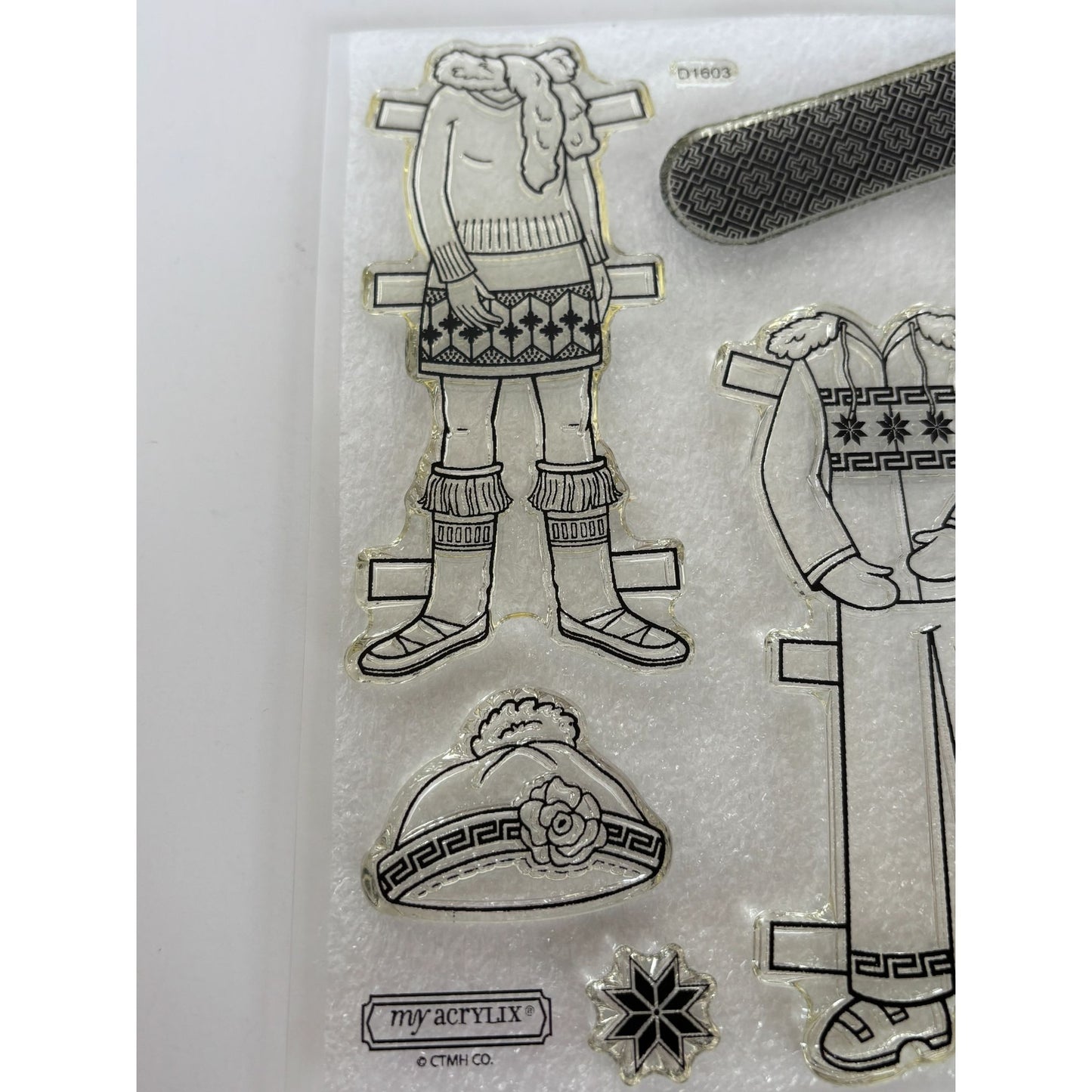 CTMH My Acrylix Acrylic Stamp Set Shredding the Slopes Winter Girl Snowboard Ski
