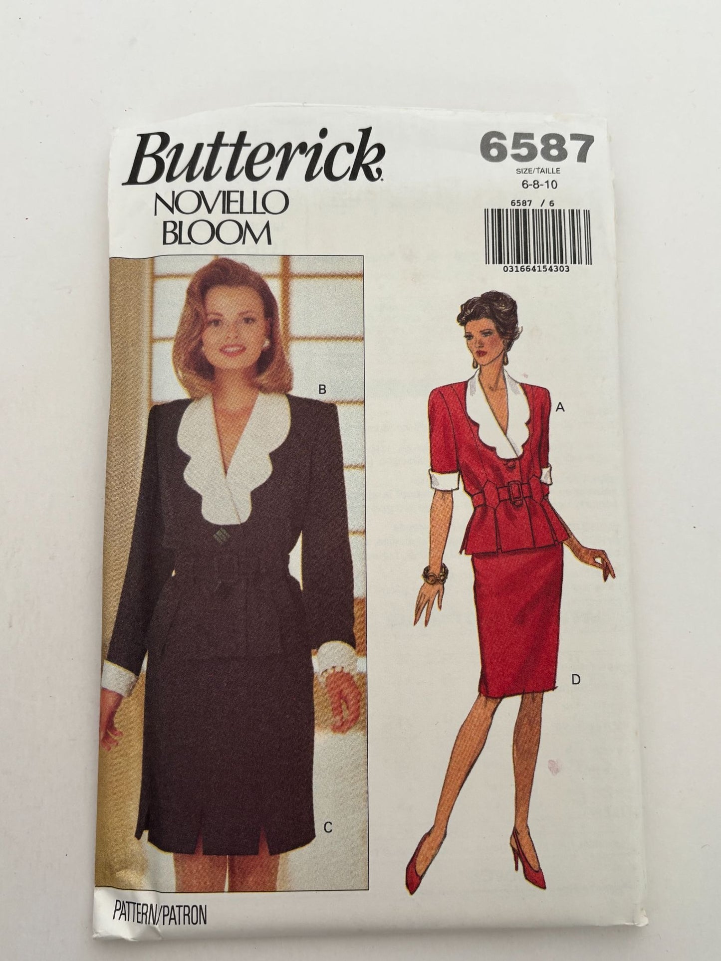 Butterick Sewing Pattern 6587 Top Skirt Suit Peplum Jacket Career 90s 6 8 10 UC