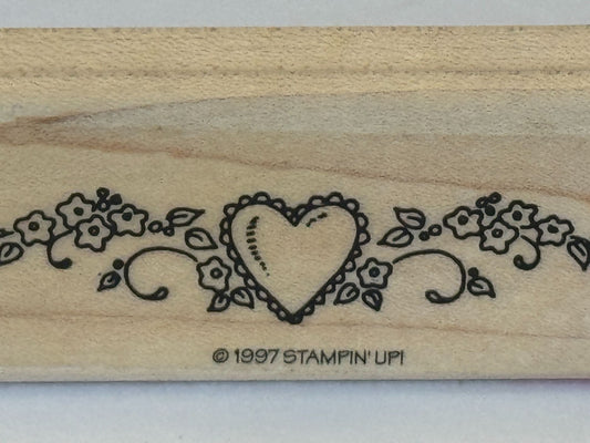 Stampin Up Rubber Stamp Heart and Flowers Border Valentines Day Card Making Love