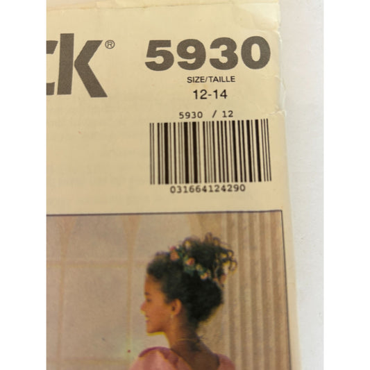 Butterick Sewing Pattern 5930 Dress Easter Spring Party Flower Girl 12 14 Uncut