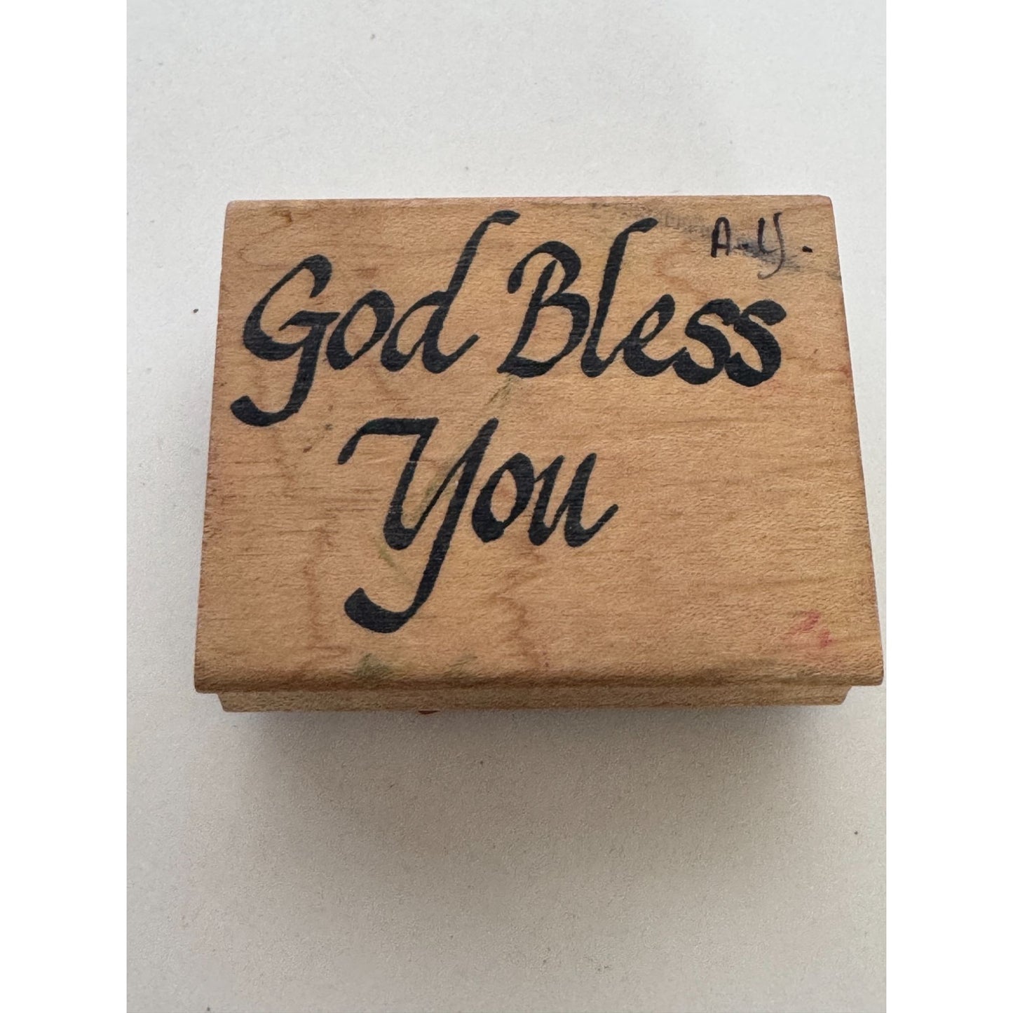 Double D Rubber Stamp God Bless You Religious Christian Sentiment Card Making