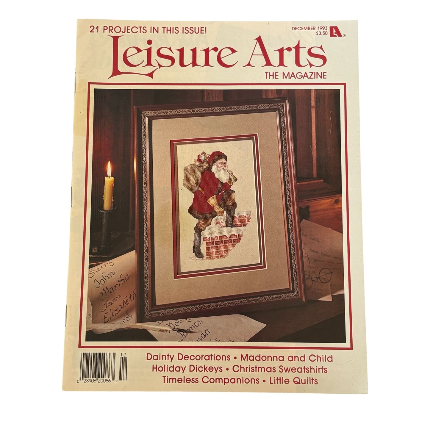 Leisure Arts Magazine Cross Stitch Madonna Child Christmas Santa December 1993