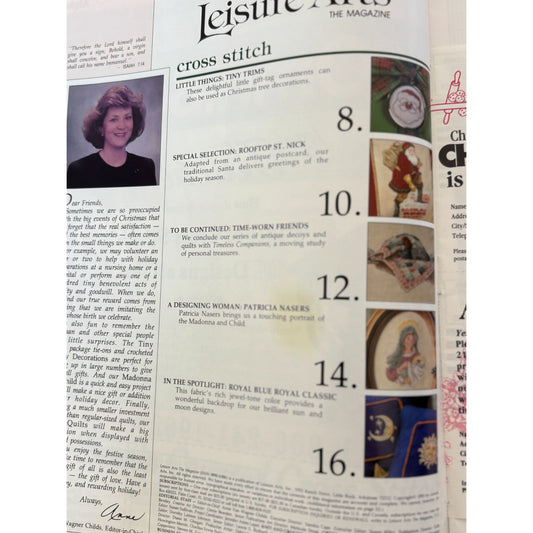 Leisure Arts Magazine Cross Stitch Madonna Child Christmas Santa December 1993