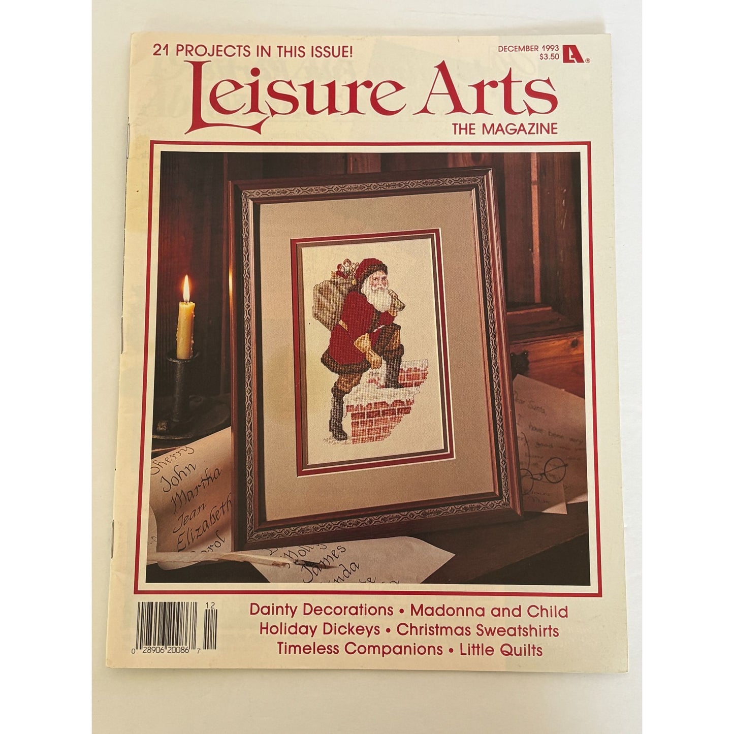 Leisure Arts Magazine Cross Stitch Madonna Child Christmas Santa December 1993