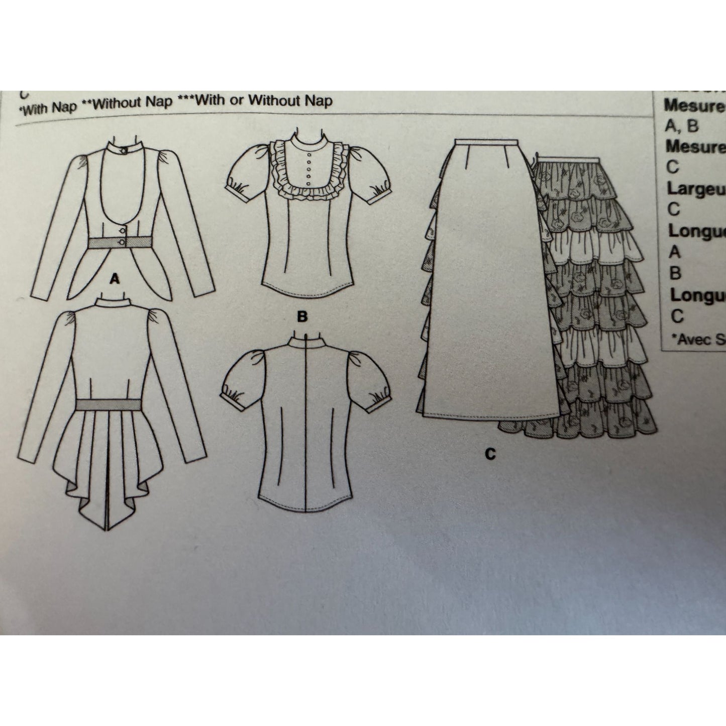 McCalls Sewing Pattern M7071 Victorian Costume Jacket Blouse Skirt 14-22 Ruffles