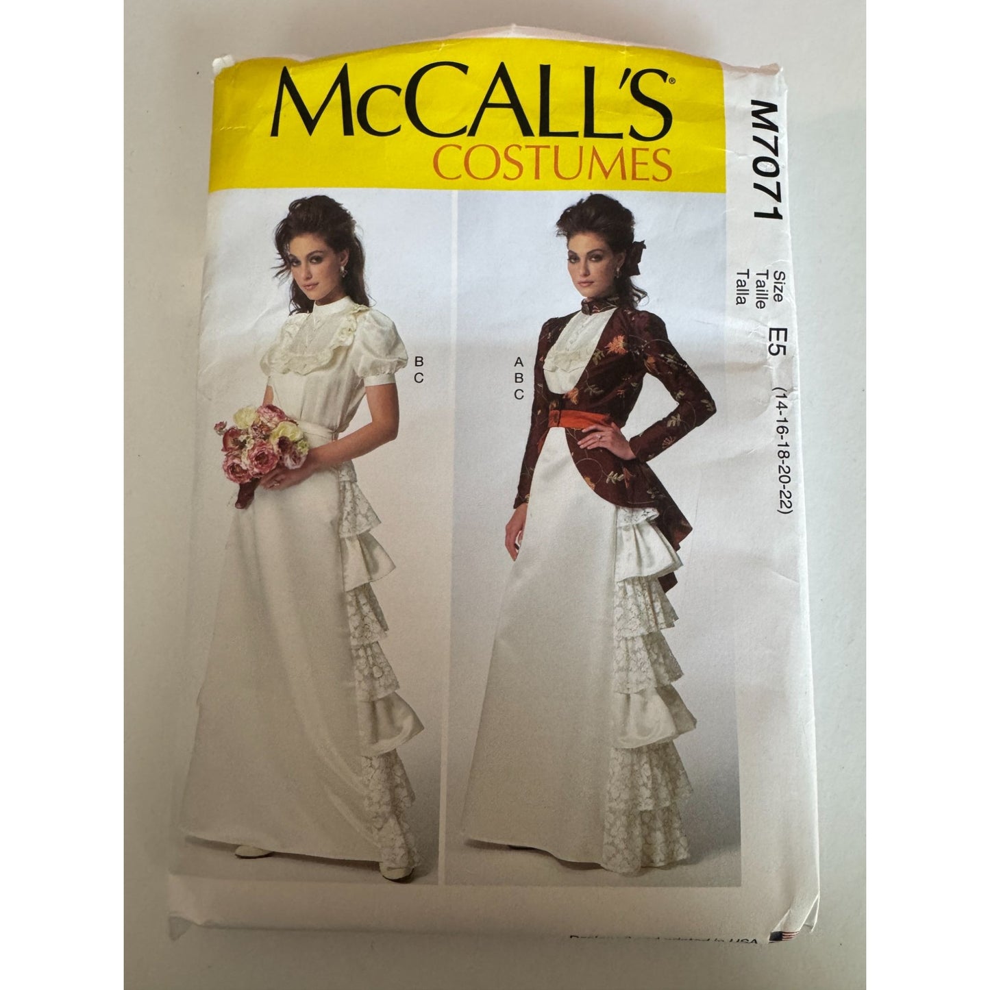 McCalls Sewing Pattern M7071 Victorian Costume Jacket Blouse Skirt 14-22 Ruffles