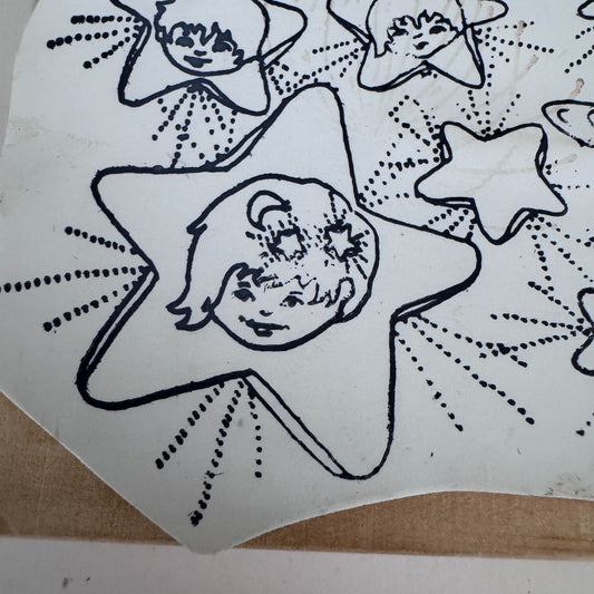 Celestial Moon Stars Rubber Stamp Outer Space Cosmic Faces Craft Cardmaking Scrapbook Journal
