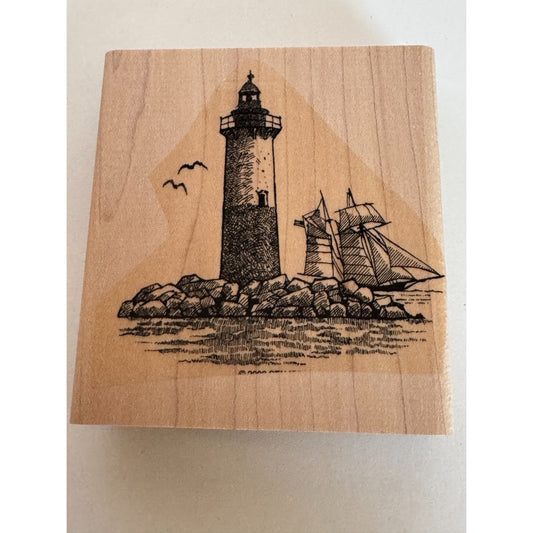 Stampin Up Rubber Stamps Calm Seas Nautical Lighthouse Seagulls Pelican Set 6