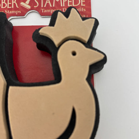 Rubber Stampede Decorative Stamp Foam Folk Art Rooster Chicken Farm Large Craft