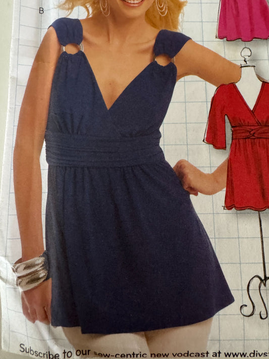 McCalls Sewing Pattern M5662 V-Neck Top Dress Tunic Shirt XS S M DIY Style UC