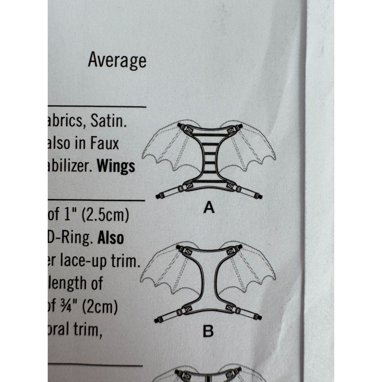 Simplicity Sewing Pattern S9875 Pet Dog Costume Butterfly Dragon Wings Halloween