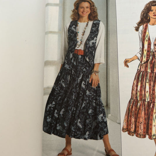 Butterick Sewing Pattern 6780 90s Vest Top Tiered Skirt Boho Layered Outfit 6-12 Uncut
