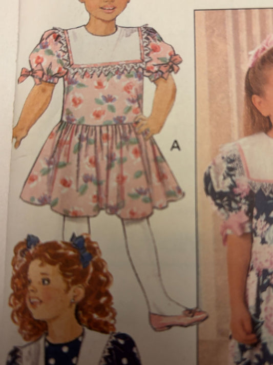 Butterick Sewing Pattern 5398 Romper Dress Jumpsuit Toddler Girls 2 3 4 1990s UC