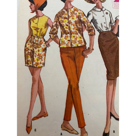 McCalls Sewing Pattern 6693 Junior Petite Shirt Skirt Pants Shorts 5JP 1962