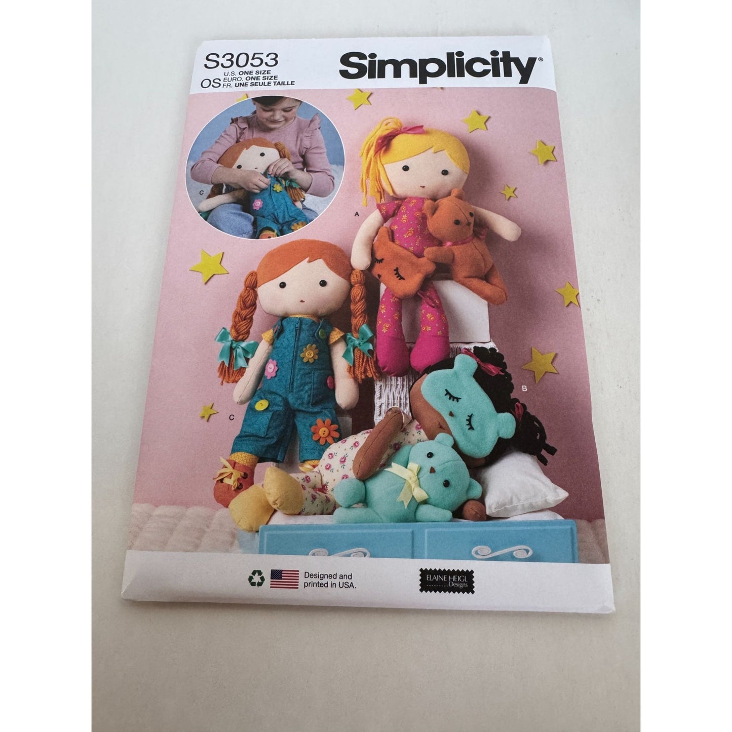 Simplicity Sewing Pattern S3053 Soft Doll and Doll Clothing Toddler Elaine Heigl