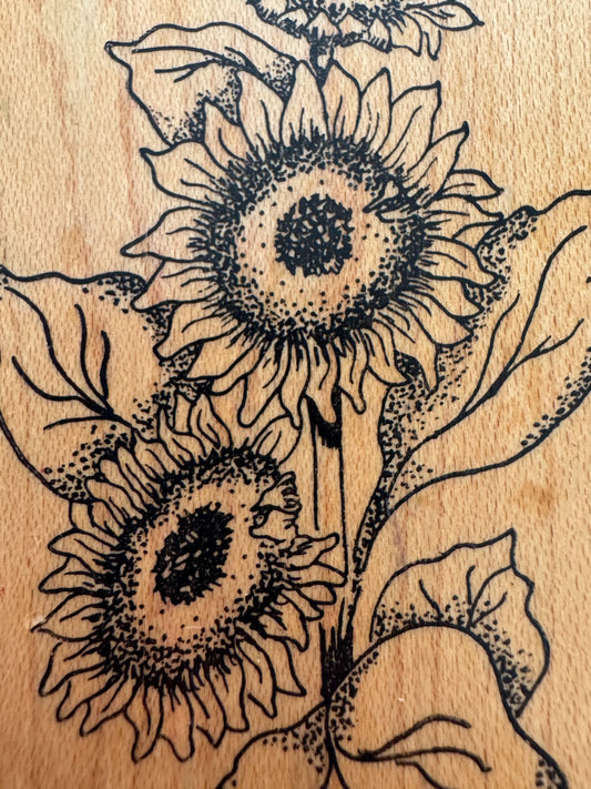 Embossing Arts Wood Rubber Stamp Sunflower Vertical Flowers Summer Nature Garden