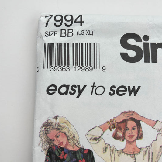 Uncut Simplicity Romantic Dress Sewing Pattern 7994 90s Grunge Vintage L XL 18-24