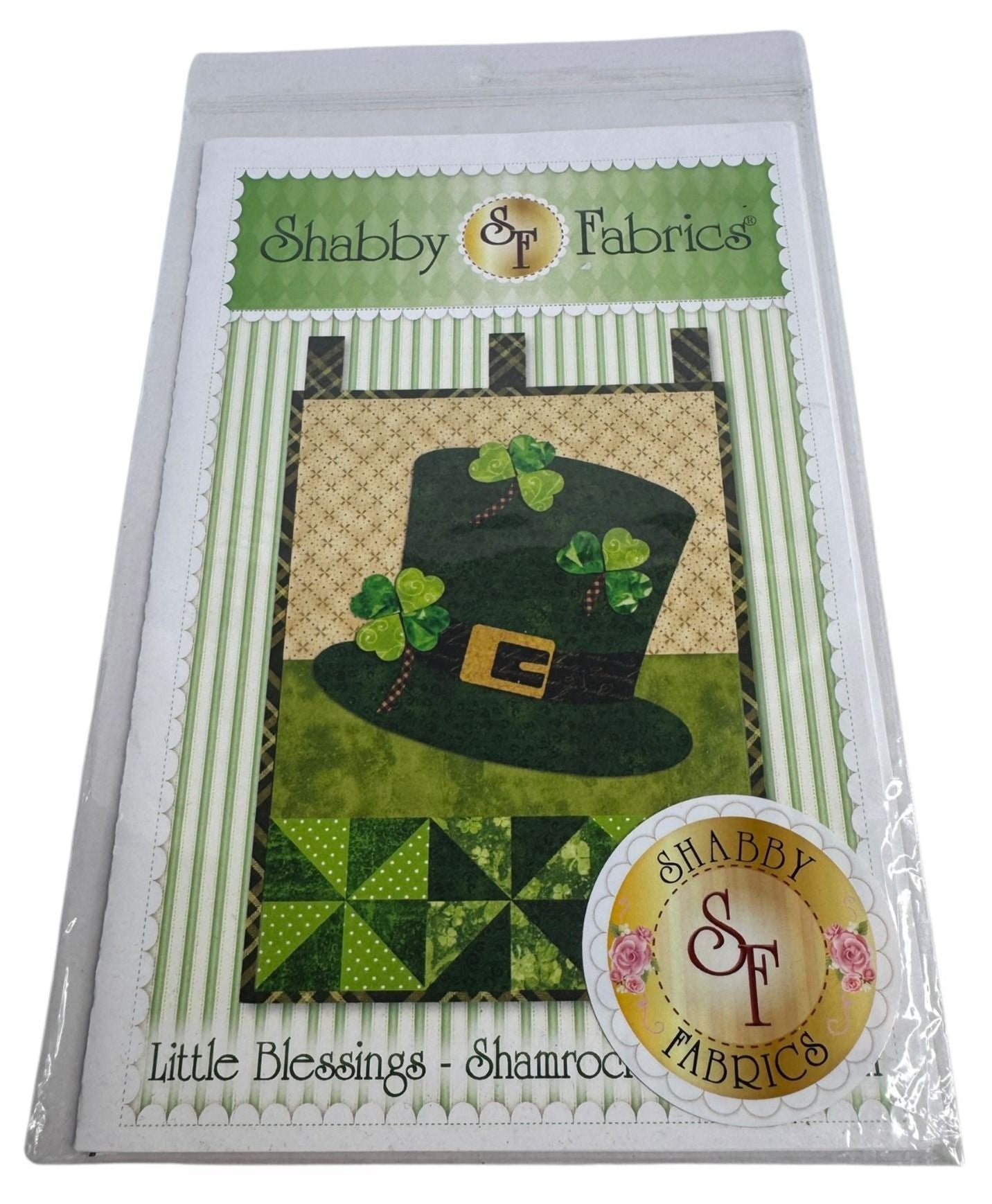 Shabby Fabrics Quilt Pattern Shamrock Leprechaun Hat St Patricks Day Irish Wall Hanging