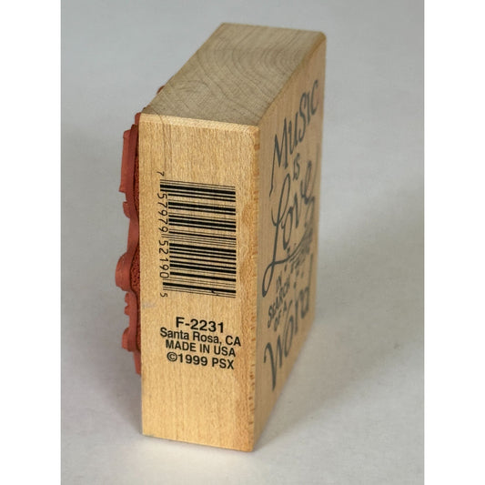 PSX Rubber Stamp Music Is Love In Search Of A Word Card Making Words Sentiment
