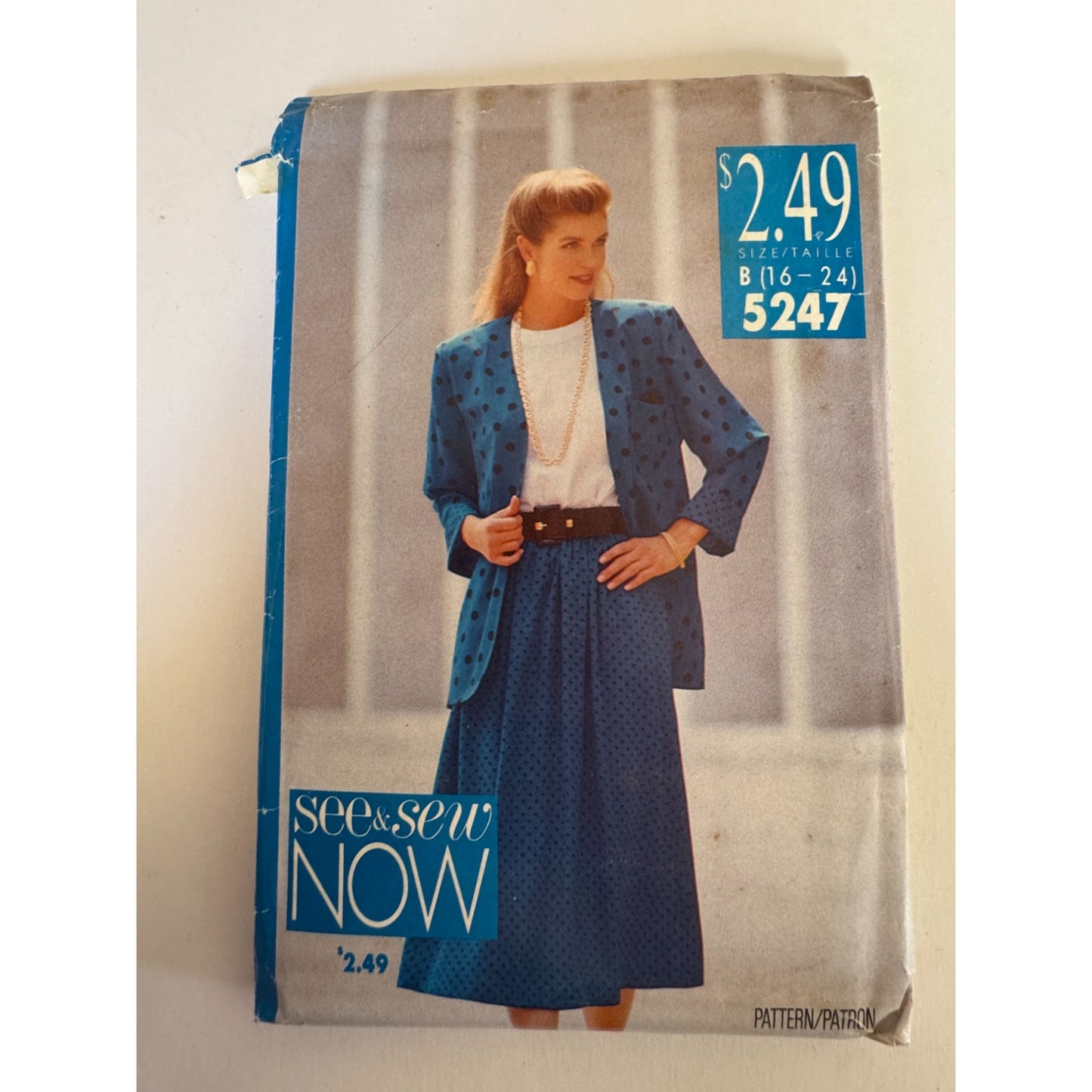 Vintage 90s Power Suit Sewing Pattern Butterick 5247 Oversized Blazer Skirt Set 16-24 Uncut