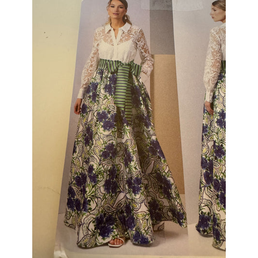 Vogue Sewing Pattern V2029 Badgley Mischka Lace Floral Maxi Dress UC 8-16
