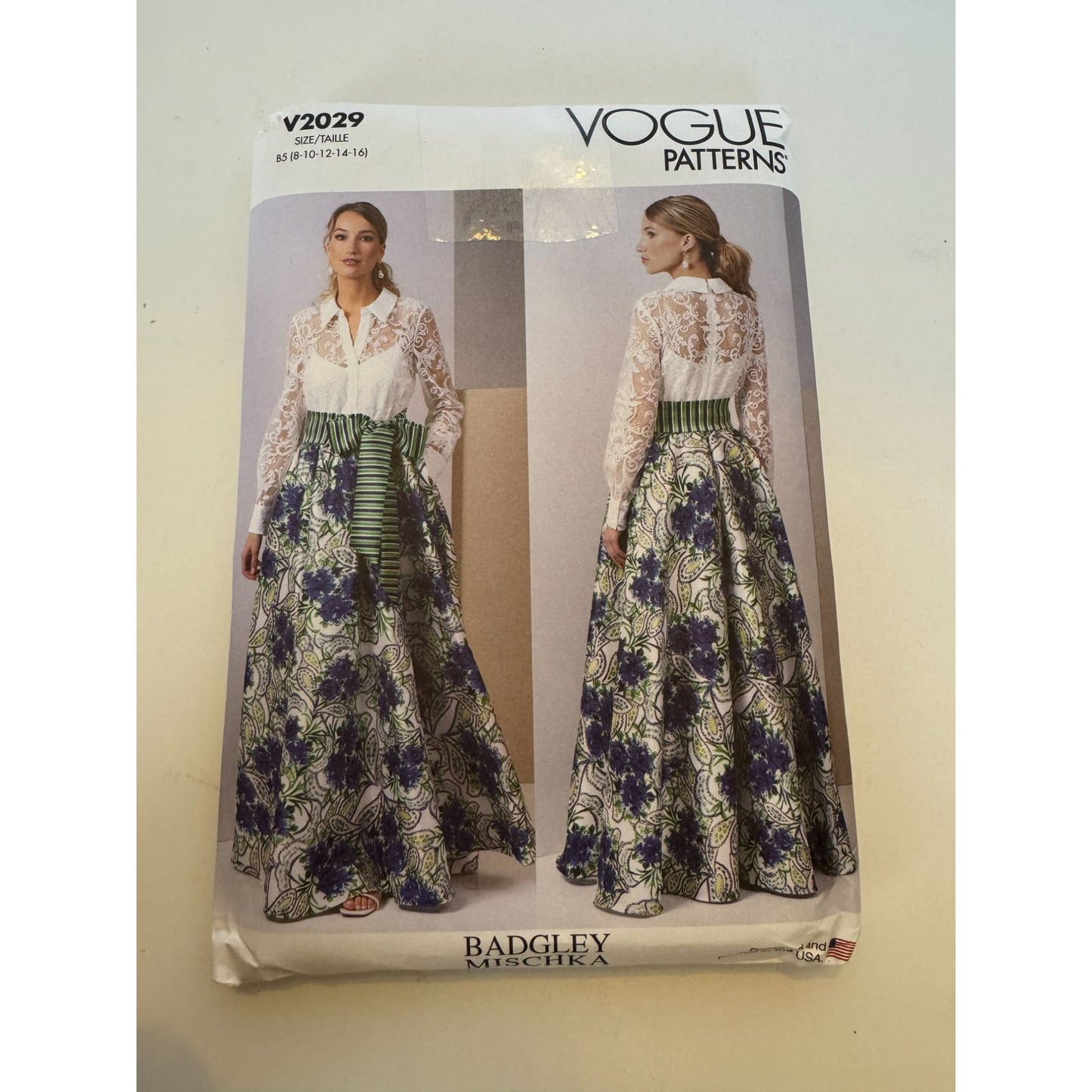 Vogue Sewing Pattern V2029 Badgley Mischka Lace Floral Maxi Dress UC 8-16