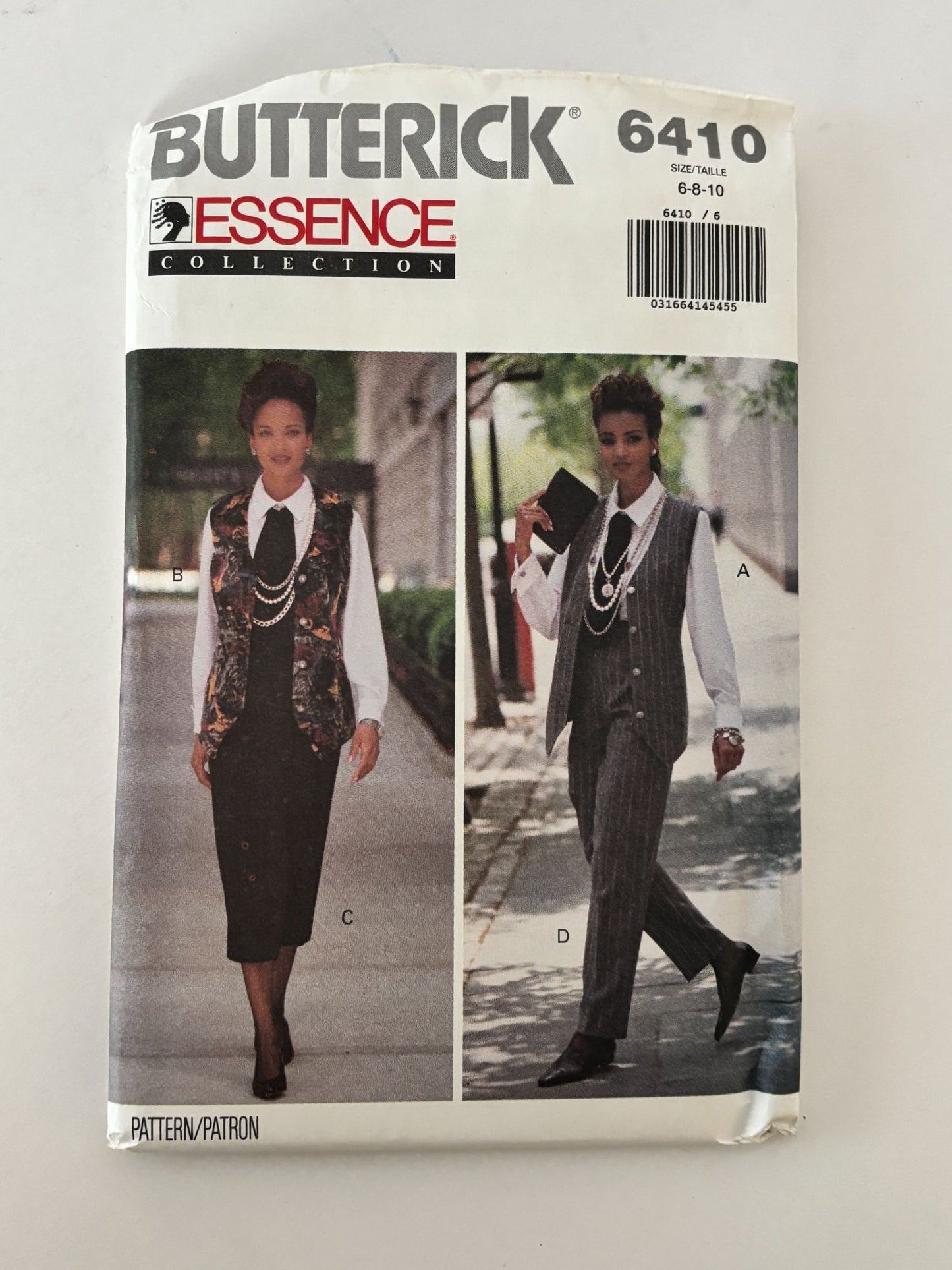Butterick Sewing Pattern 6410: Misses' Shirt, Ascot, Vest, Skirt with Front Vent and Pants