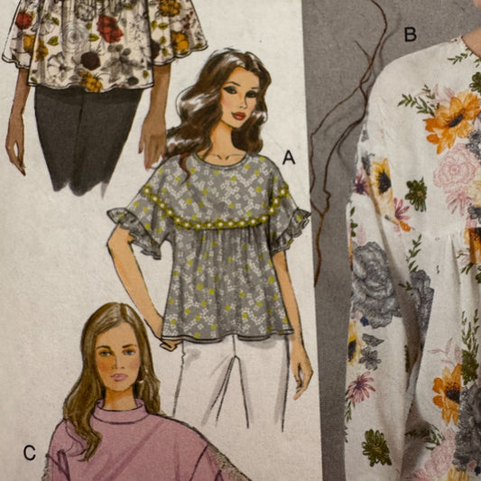 Butterick Sewing Pattern B6593 Misses Loose-Fitting Pullover Tops Shirt 6-14 UC