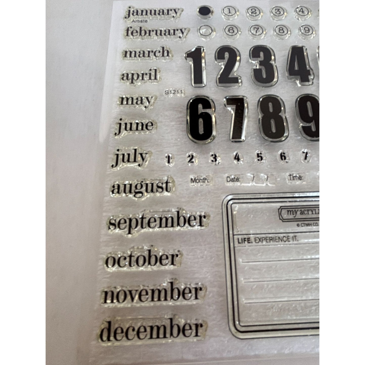 CTMH Acrylic Stamp Set Capture the Date Calendar Junk Journaling Months Numbers