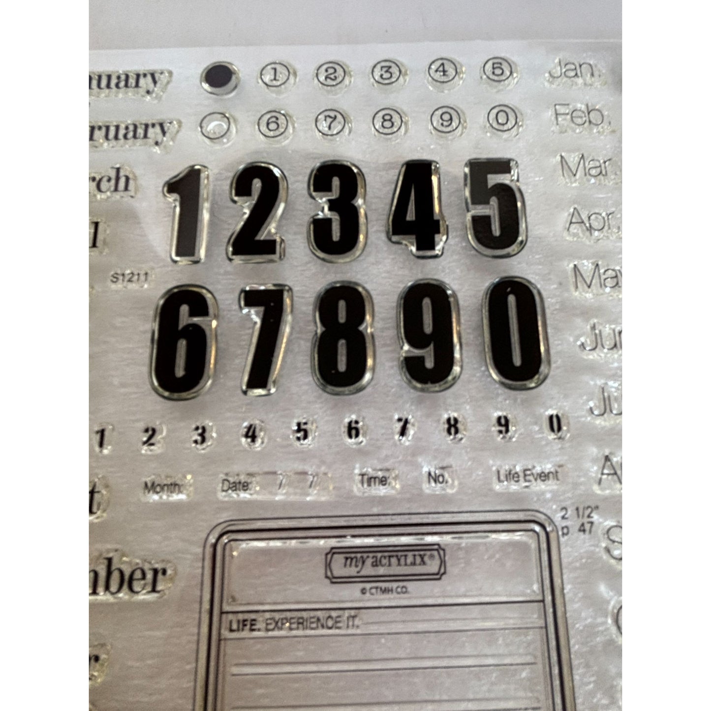 CTMH Acrylic Stamp Set Capture the Date Calendar Junk Journaling Months Numbers