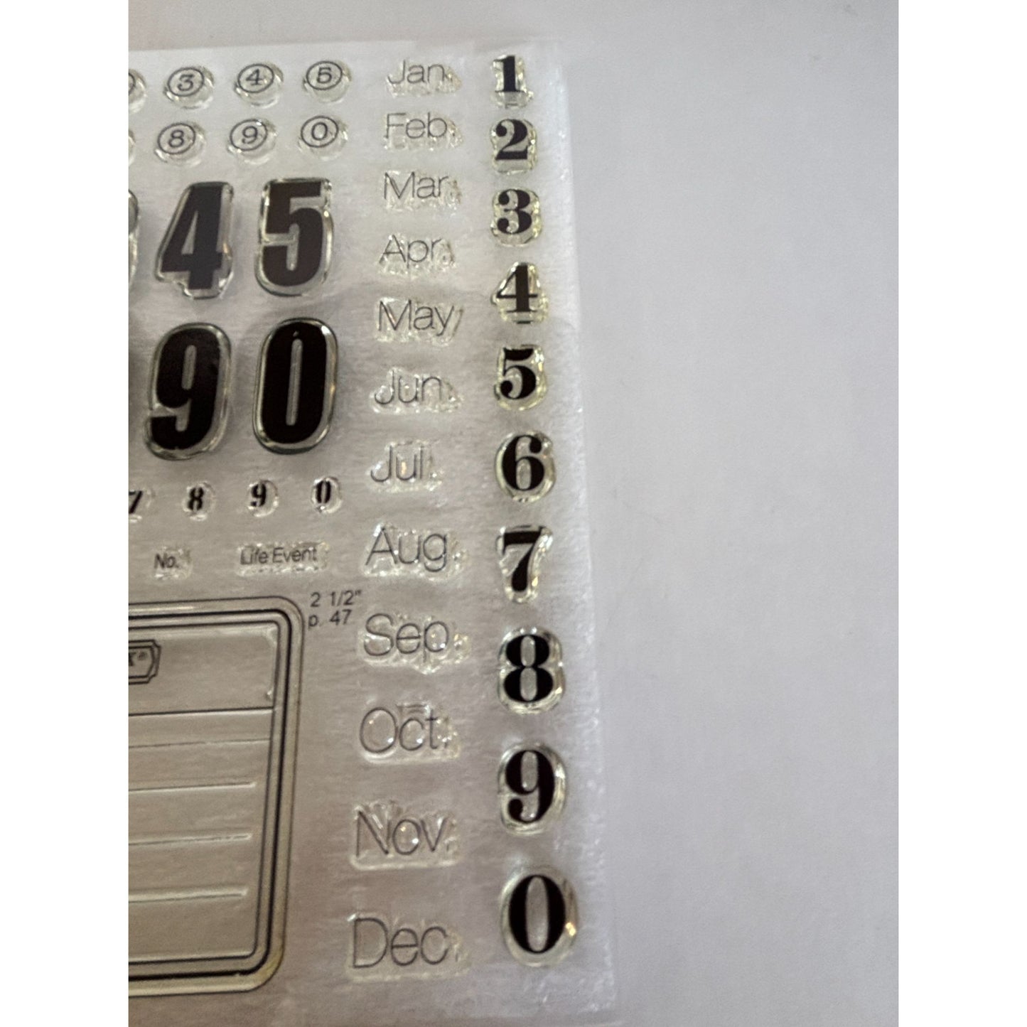 CTMH Acrylic Stamp Set Capture the Date Calendar Junk Journaling Months Numbers