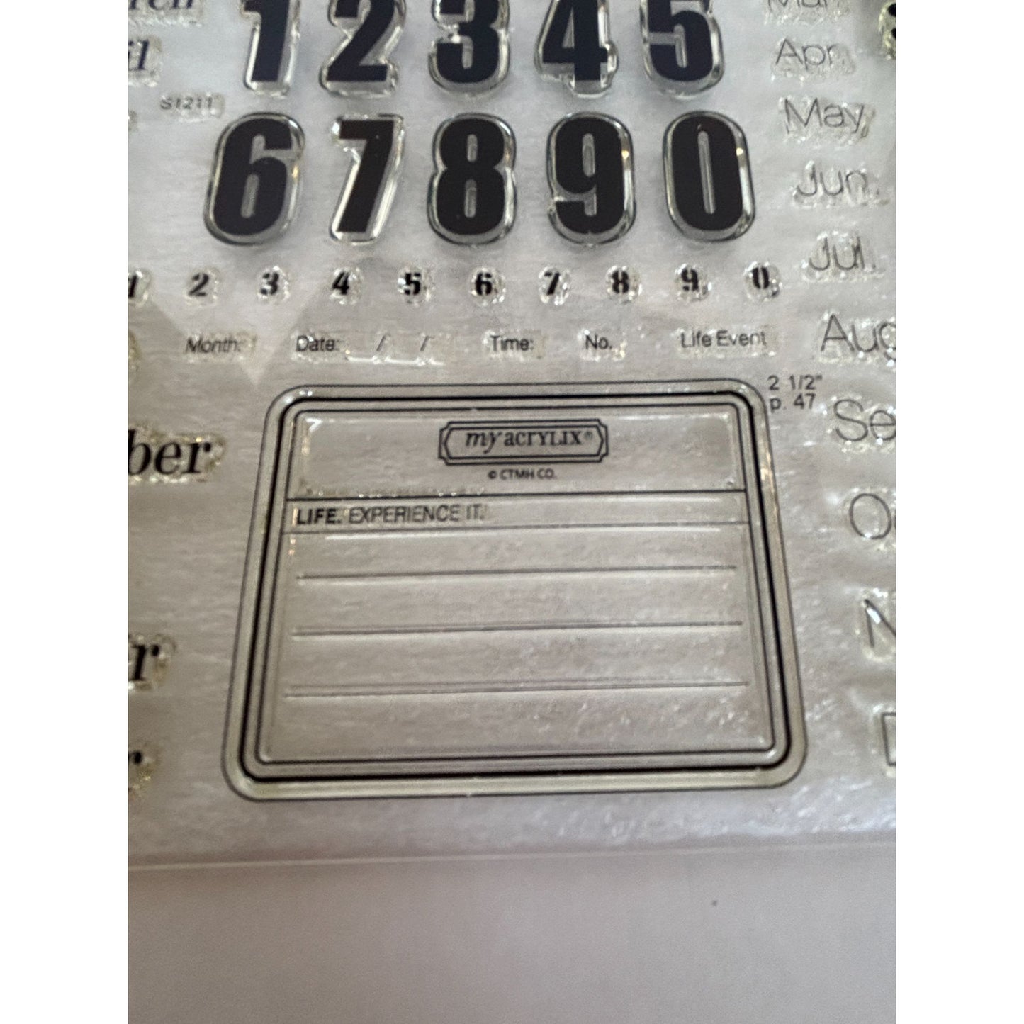 CTMH Acrylic Stamp Set Capture the Date Calendar Junk Journaling Months Numbers