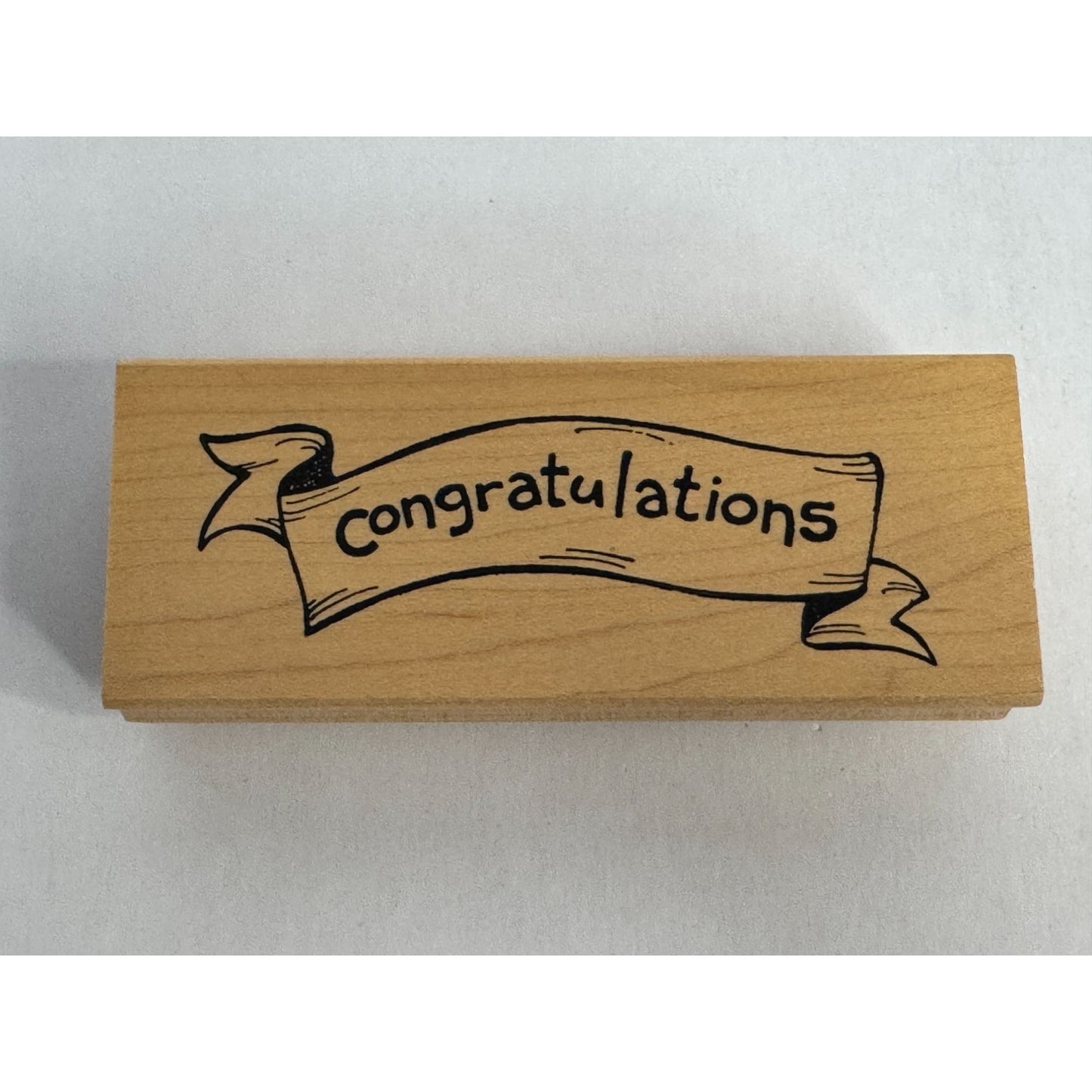 Northwoods Rubber Stamp Congratulations Banner Card Making Words Sentiment Wood