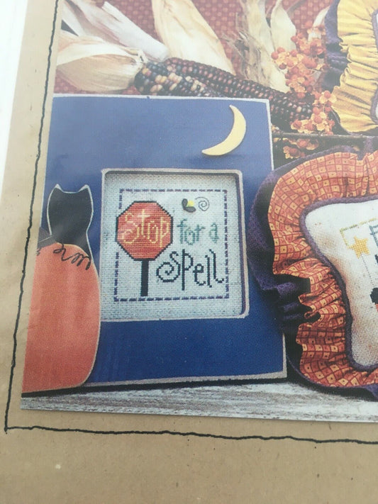 Lizzie Kate Cross Stitch Pattern Halloween Highway Witch Way Pun Funny Humor OOP