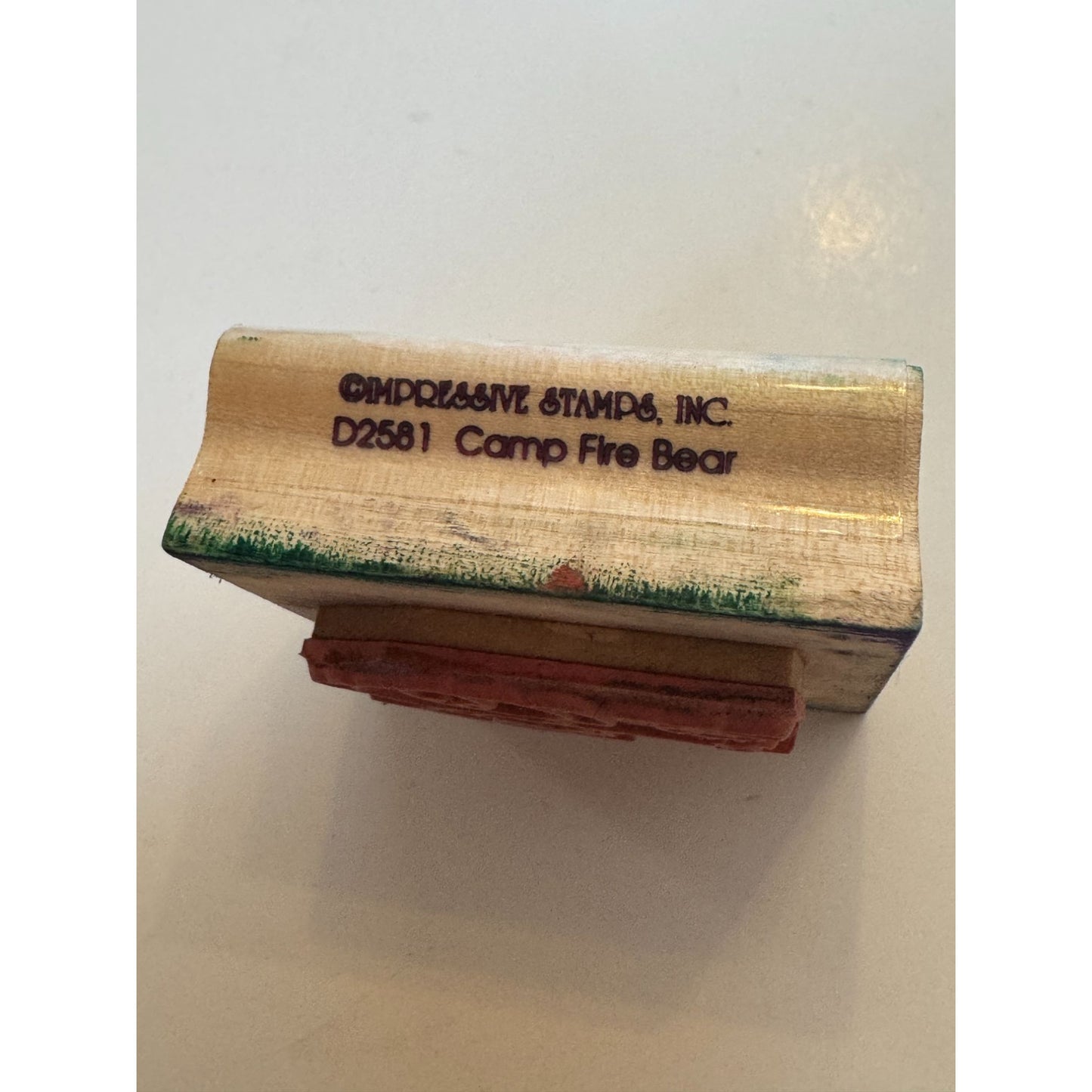 Impressive Rubber Stamp Camp Fire Bear Camping Cooking Hot Dog Summer Relaxation