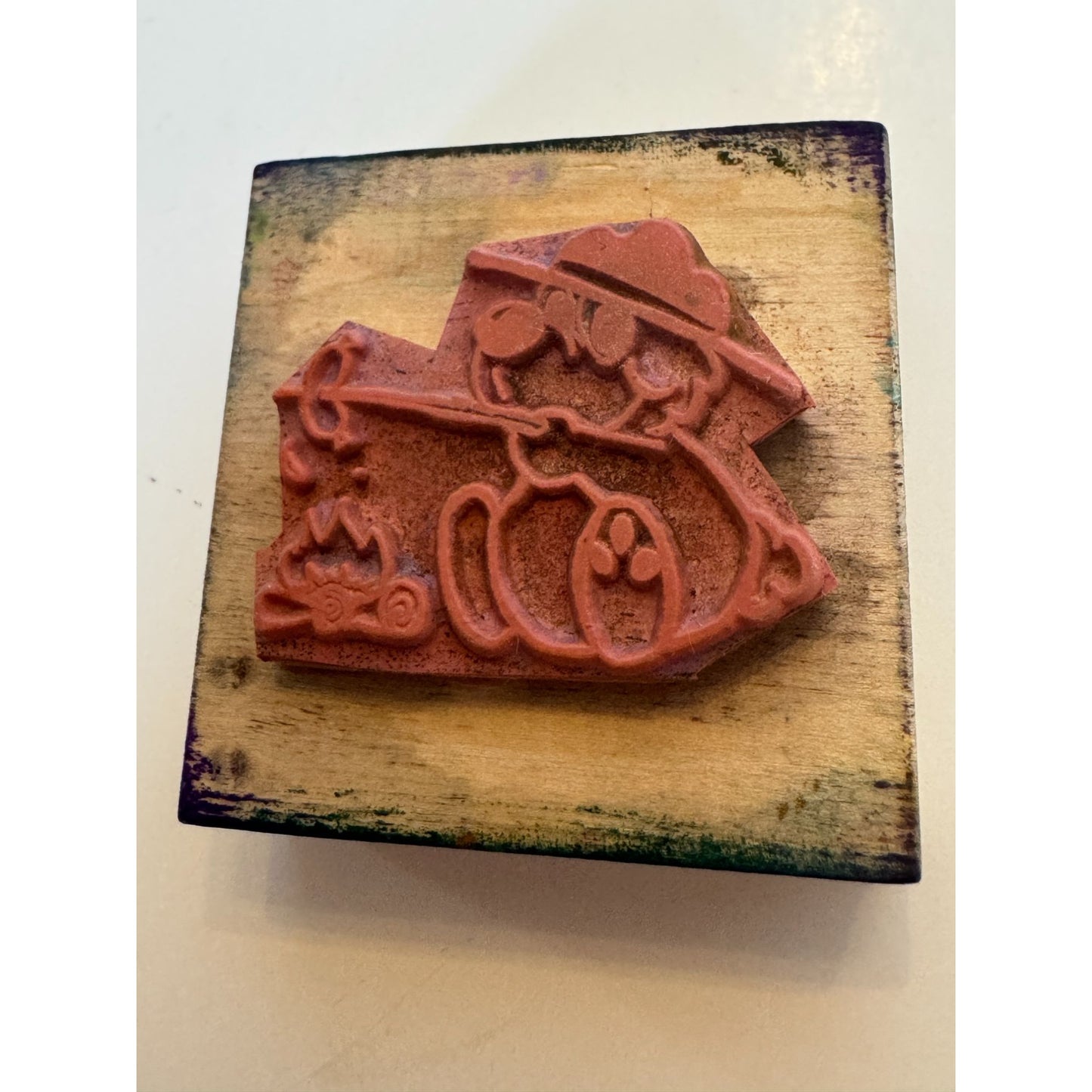 Impressive Rubber Stamp Camp Fire Bear Camping Cooking Hot Dog Summer Relaxation