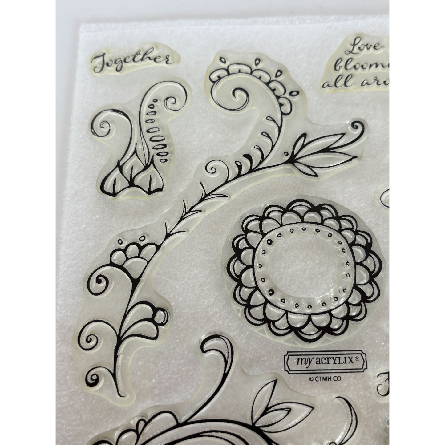 CTMH My Acrylix Acrylic Stamp Set Love is Blooming Flourishes Special Friends