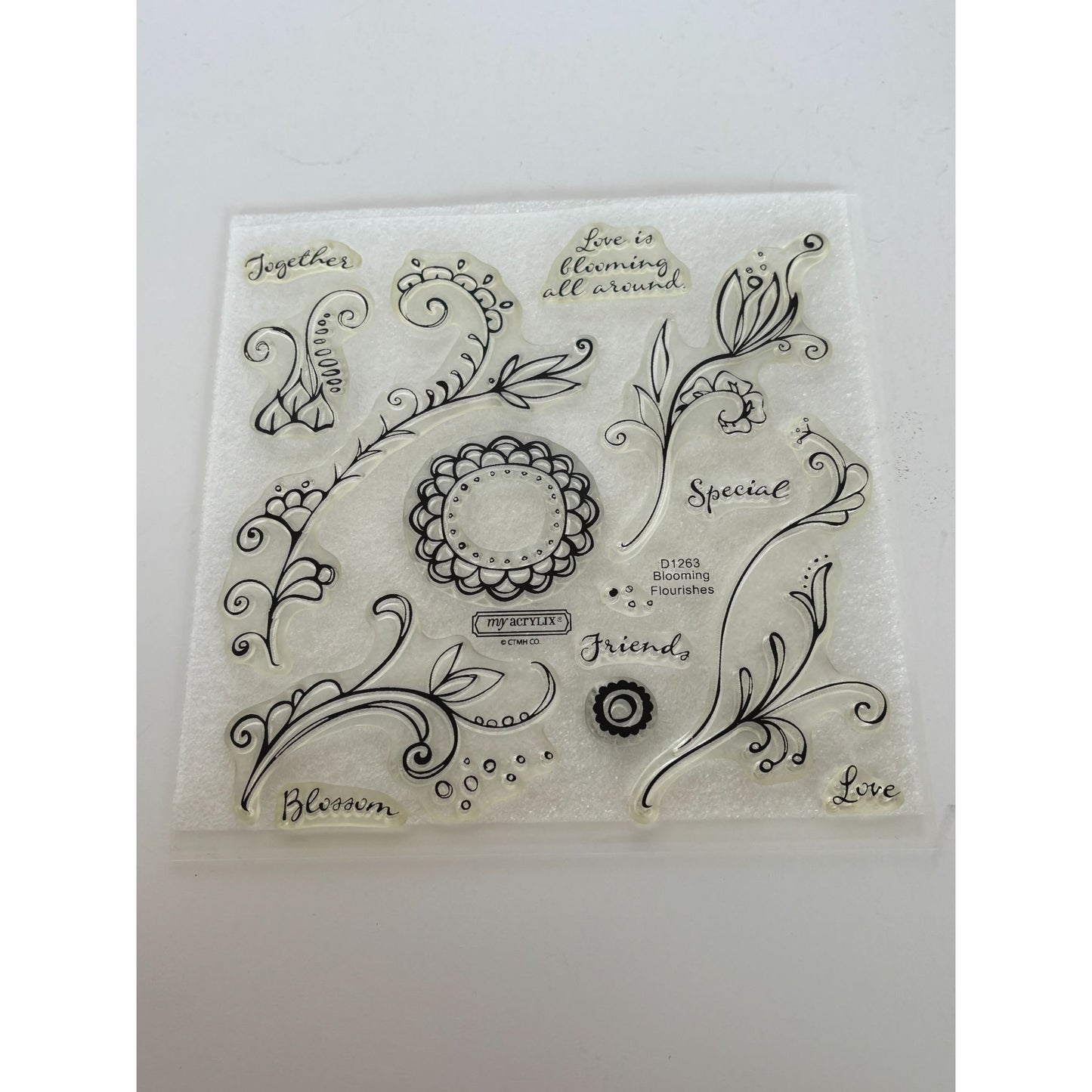 CTMH My Acrylix Acrylic Stamp Set Love is Blooming Flourishes Special Friends