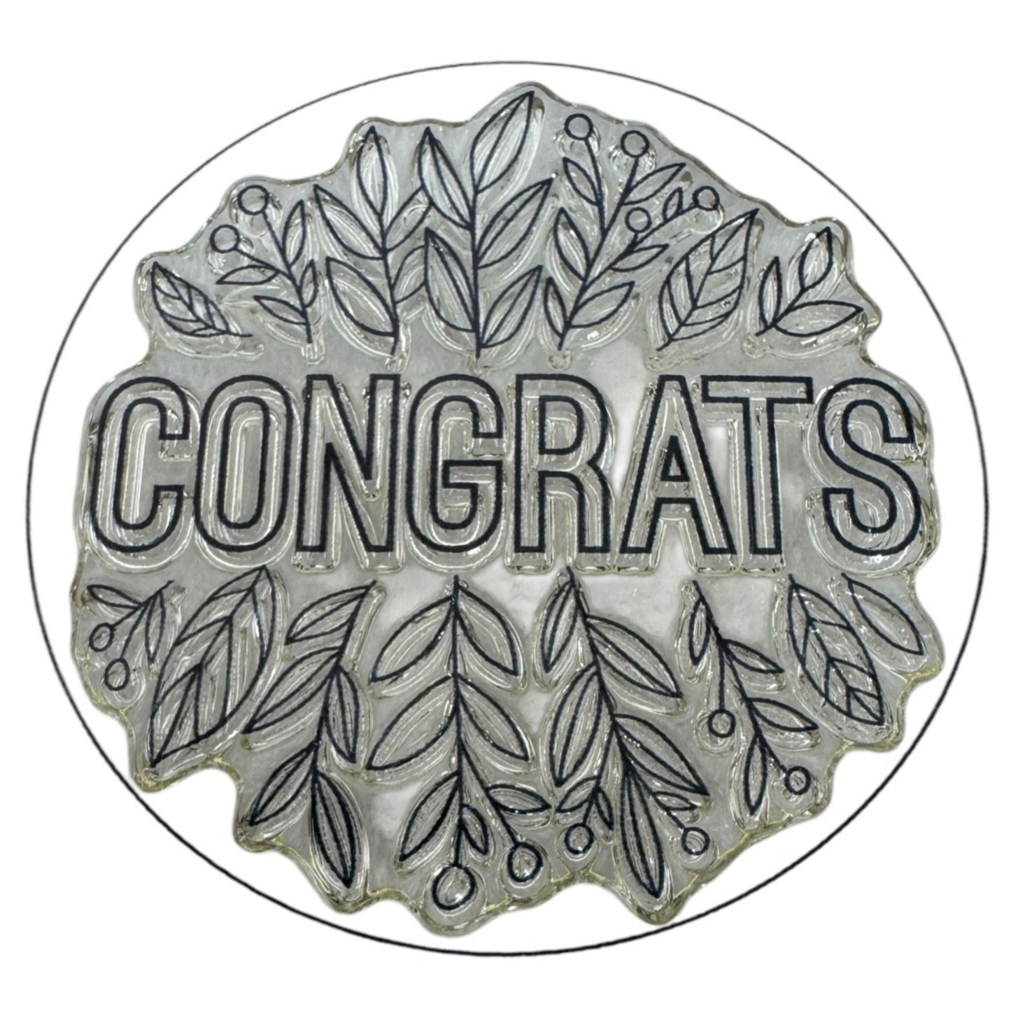 CTMH My Acrylix Acrylic Stamp Leafy Congrats Sentiments A1203 Congratulations