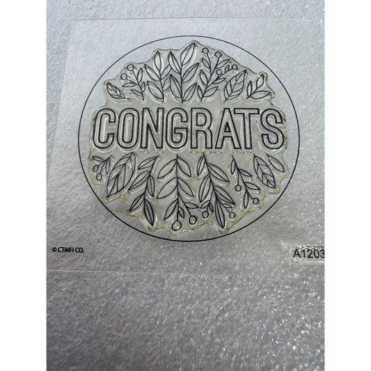 CTMH My Acrylix Acrylic Stamp Leafy Congrats Sentiments A1203 Congratulations