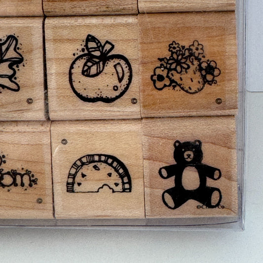 Close To My Heart Wooden Rubber Stamp Set 26 Fruit To From Birthday Pig Small