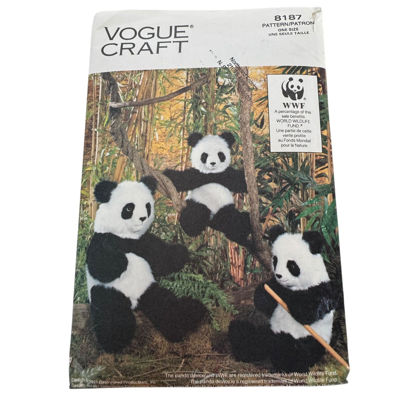Vogue Craft Sewing Pattern 8187 Panda Bear Plush Toy Stuffed Animal Uncut