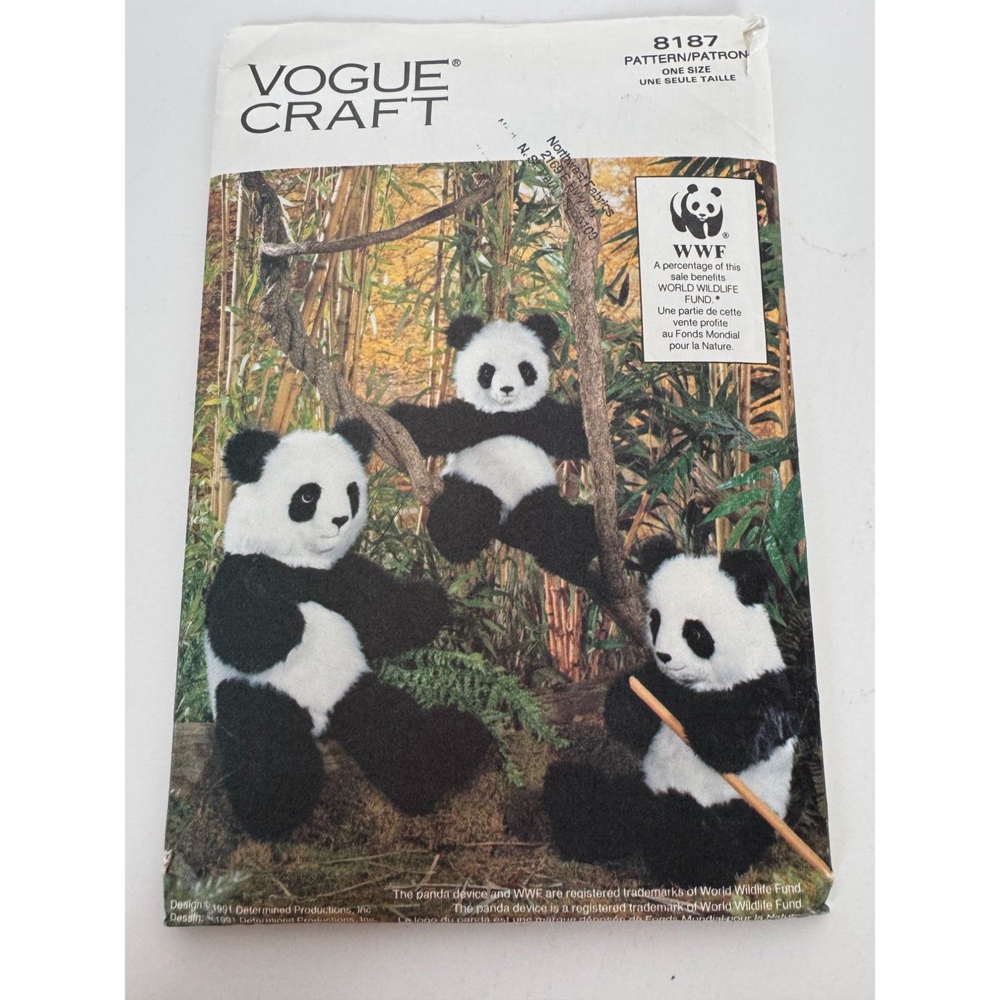Vogue Craft Sewing Pattern 8187 Panda Bear Plush Toy Stuffed Animal Uncut